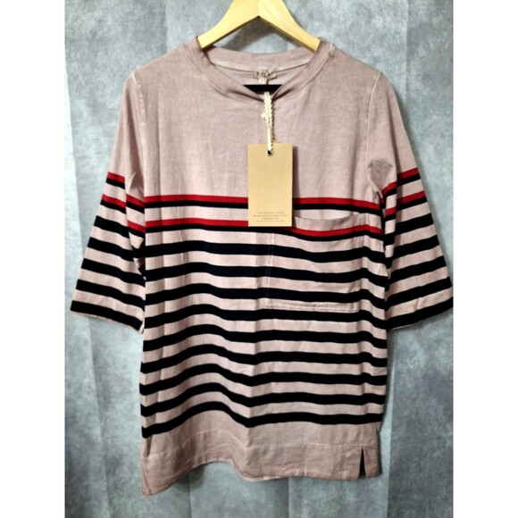 POL Tops - New POL T-shirt Women Small Oversized Striped Short Sleeve Pocket Cotton Casual
